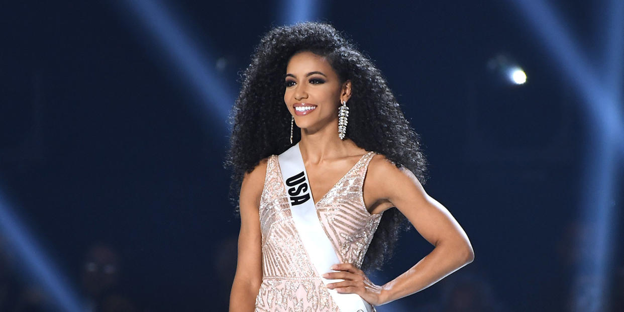 Miss USA Cheslie Kryst appears onstage at the 2019 Miss Universe Pageant at Tyler Perry Studios on December 08, 2019 in Atlanta, Georgia. (Paras Griffin / Getty Images)