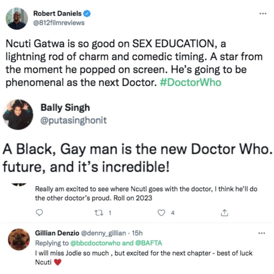 Doctor Who tweets praising Ncuti Gatwa’s casting (Twitter)