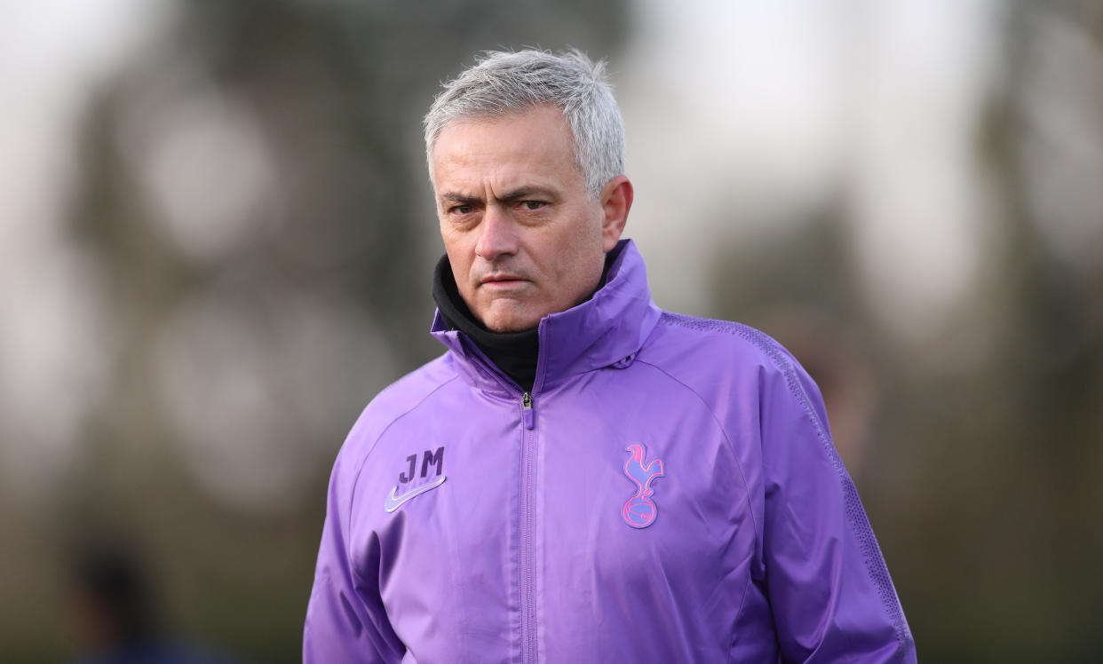 ENFIELD, ENGLAND - NOVEMBER 20: Jose Mourinho, Head Coach of Tottenham Hotspur during the Tottenham Hotspur training session at Tottenham Hotspur Training Centre on November 20, 2019 in Enfield, England. (Photo by Tottenham Hotspur FC/Tottenham Hotspur FC via Getty Images)