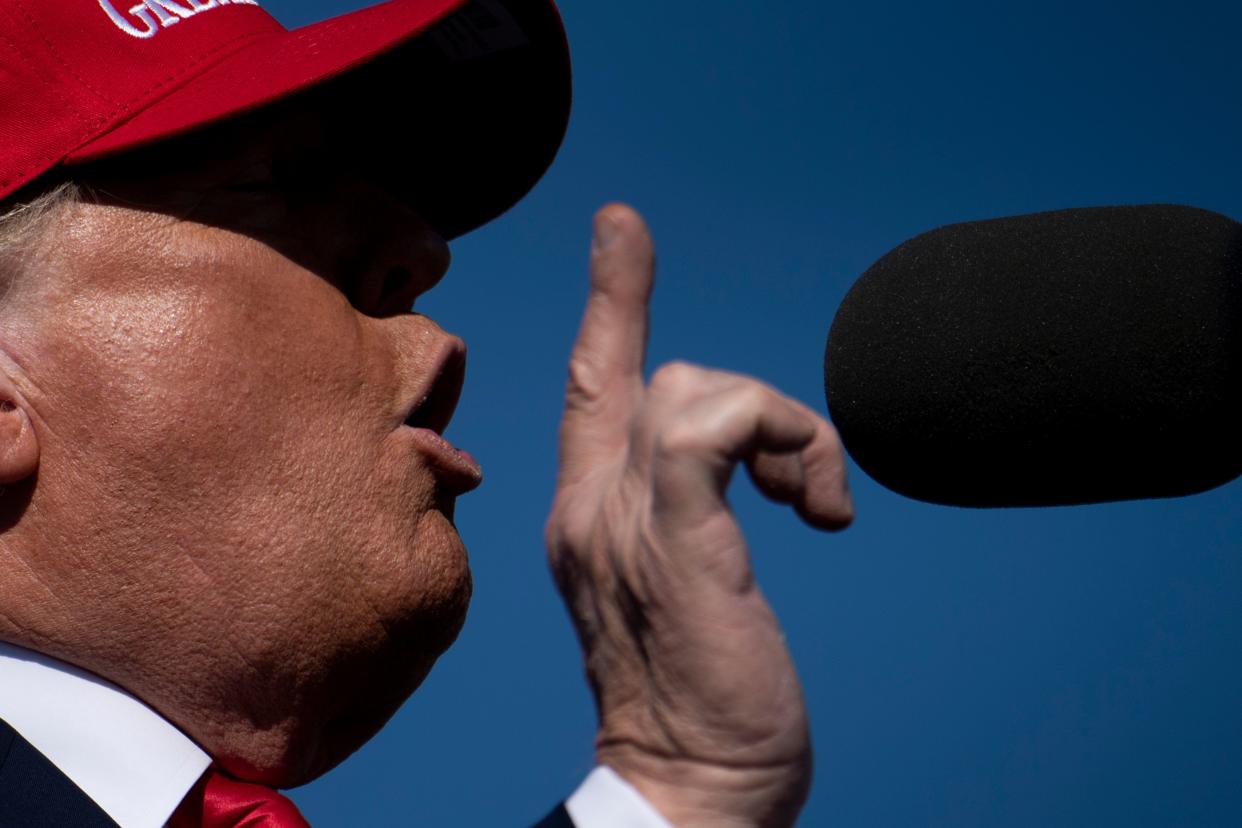 President Trump campaigns at Laughlin/Bullhead International Airport Oct. 28, 2020, in Bullhead City, Ariz. (Brendan Smialowski/AFP via Getty Images)