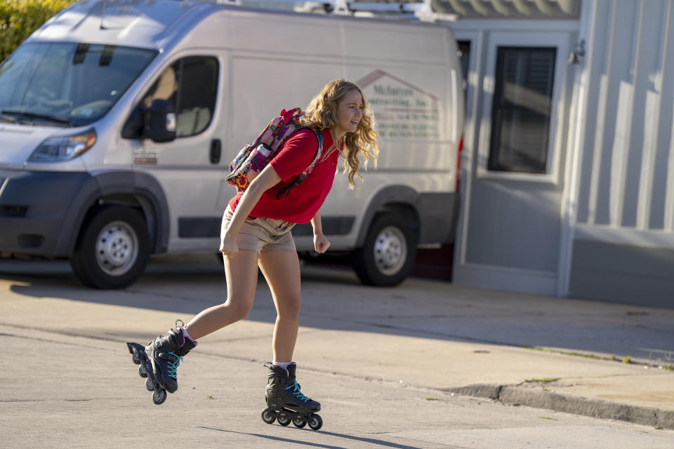 This image released by Sony Pictures shows Jennifer Lawrence in a scene from "No Hard Feelings." (Macall Polay/Sony Pictures via AP)