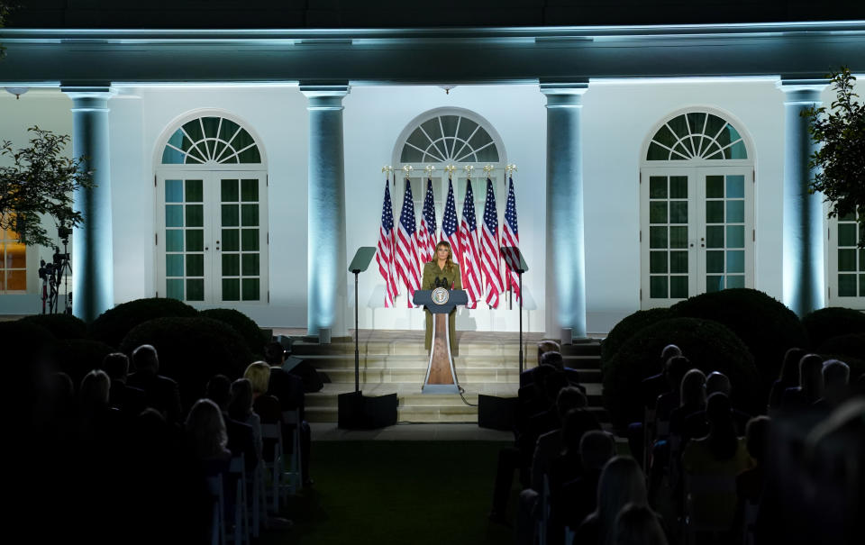 Melania Trump bei einer Wahlkampfrede im August 2020 aus dem berühmten Rose Garden des Weißen Hauses. (Bild: REUTERS/Kevin Lamarque)