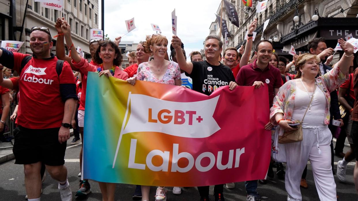  Keir Starmer and Angela Rayner take part in Pride Parade, London 2 July 2022. 