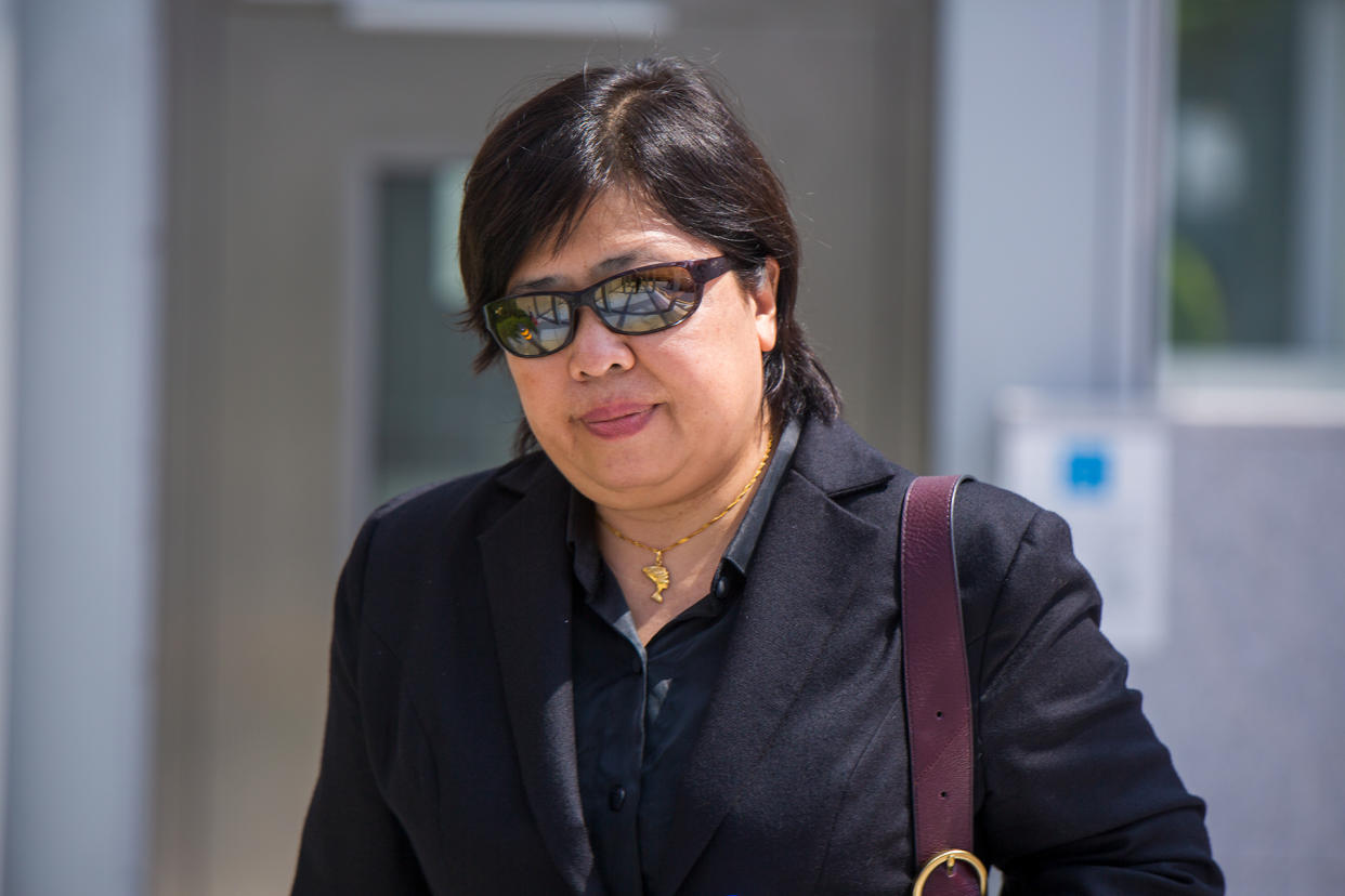 Phoon Chiu Yoke, 53, seen leaving the State Courts without her mask on 24 May 2021. (PHOTO: Dhany Osman / Yahoo News Singapore)