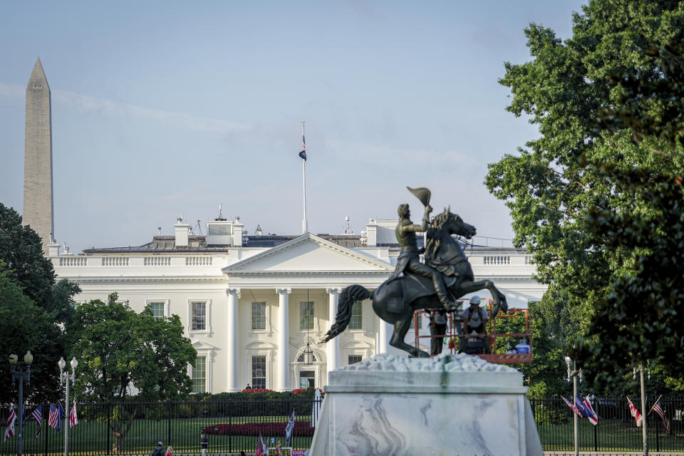 09 July 2024, USA, Washington: View of the White House in the early morning before the start of the NATO summit. The NATO summit begins in the capital with celebrations to mark the 75th anniversary of the defense alliance. Photo by: Kay Nietfeld/picture-alliance/dpa/AP Images