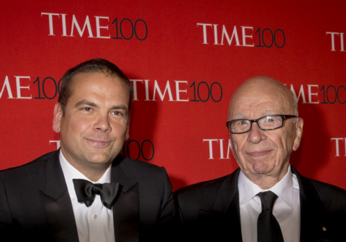 Rupert Murdoch (R) and Lachlan Murdoch arrive for the TIME 100 Gala in New York April 21, 2015 (REUTERS/Brendan McDermid)