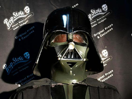 Darth Vader’s costume from the ‘Star Wars’ promotional tour is one of 805 items up for auction (AFP via Getty Images)