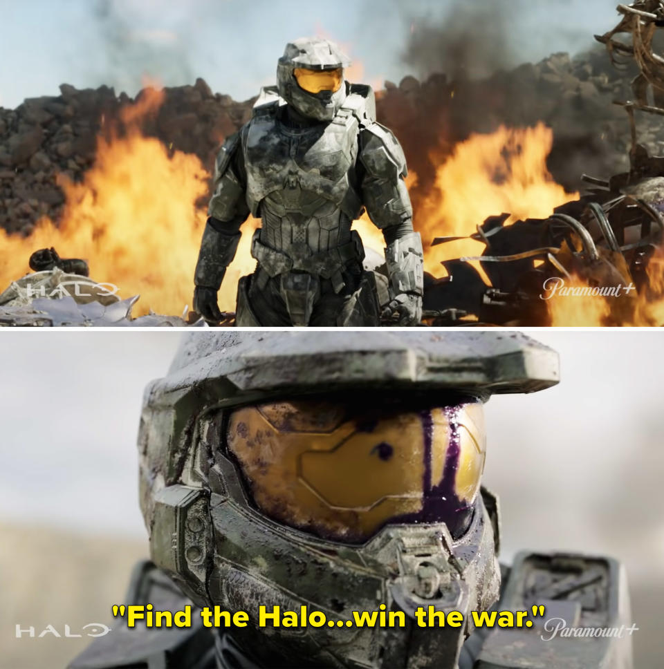 Master Chief saying, "Find the Halo. Win the war"