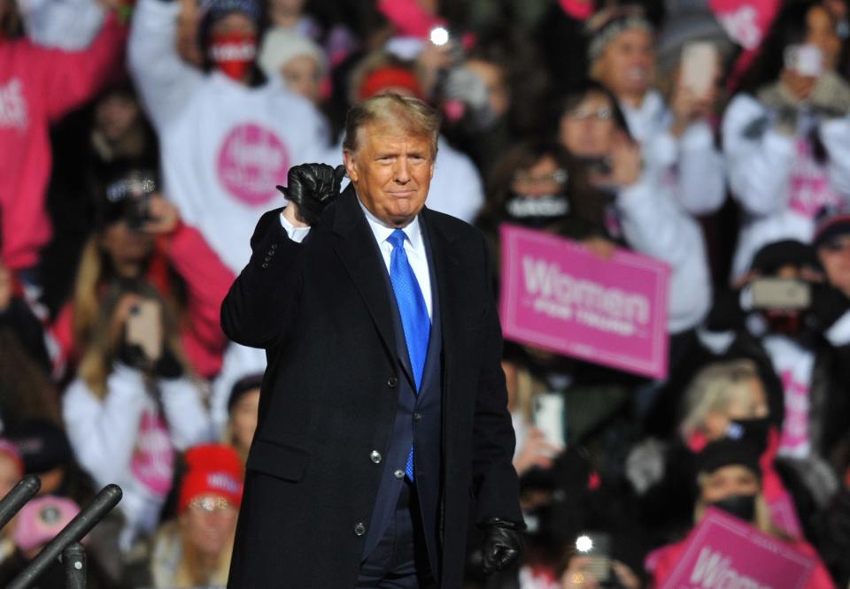 President Donald Trump speaks during a campaign rally on October 27, 2020 in Omaha, Nebraska.  With the presidential election one week away, candidates of both parties are attempting to secure their standings in important swing states.