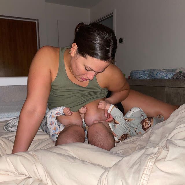 <p>Superhero mum <a href="https://www.cosmopolitan.com/uk/body/a39809435/ashley-graham-postpartum-mirror-selfie/" rel="nofollow noopener" target="_blank" data-ylk="slk:Ashley Graham;elm:context_link;itc:0;sec:content-canvas" class="link ">Ashley Graham</a> always keeps it real with her 17 million followers and recently uploaded a photo of herself tandem feeding <a href="https://www.cosmopolitan.com/uk/body/health/a38700821/ashley-graham-gives-birth-twin-boys/" rel="nofollow noopener" target="_blank" data-ylk="slk:her twins;elm:context_link;itc:0;sec:content-canvas" class="link ">her twins</a>, Malachi and Roman. She captioned the snap: "double fisting 😂 (peep the whacky tan lines)".</p><p>Her followers clearly appreciated the model allowing them a glimpse into the world of mothering twins, as one wrote in response: "As a new mama of twins I know the struggle of breastfeeding them. I’m so impressed by the tandem feeding and hope we can get there soon. Power to you!"</p><p>Another added, "Gurrllll I am exhausted with ONE breastfeeding baby! 👏👏❤️" while a third said, "This picture is so powerful. The strength of a woman."</p><p>This is far from the first time the mother-of-three has been candid about breastfeeding (and all things related to pregnancy and the fourth trimester) – after welcoming her <a href="https://www.cosmopolitan.com/uk/body/a31276632/ashley-graham-shares-picture-herself-giving-birth/" rel="nofollow noopener" target="_blank" data-ylk="slk:eldest child, Isaac;elm:context_link;itc:0;sec:content-canvas" class="link ">eldest child, Isaac</a>, she regularly shared updates on everything from feeding in public (see below) to <a href="https://www.cosmopolitan.com/uk/beauty-hair/celebrity-hair-makeup/a35720943/ashley-graham-postpartum-hair-loss/" rel="nofollow noopener" target="_blank" data-ylk="slk:postpartum hair loss;elm:context_link;itc:0;sec:content-canvas" class="link ">postpartum hair loss</a>.</p><p><a href="https://www.instagram.com/p/CdMizXiLqyb/" rel="nofollow noopener" target="_blank" data-ylk="slk:See the original post on Instagram;elm:context_link;itc:0;sec:content-canvas" class="link ">See the original post on Instagram</a></p>