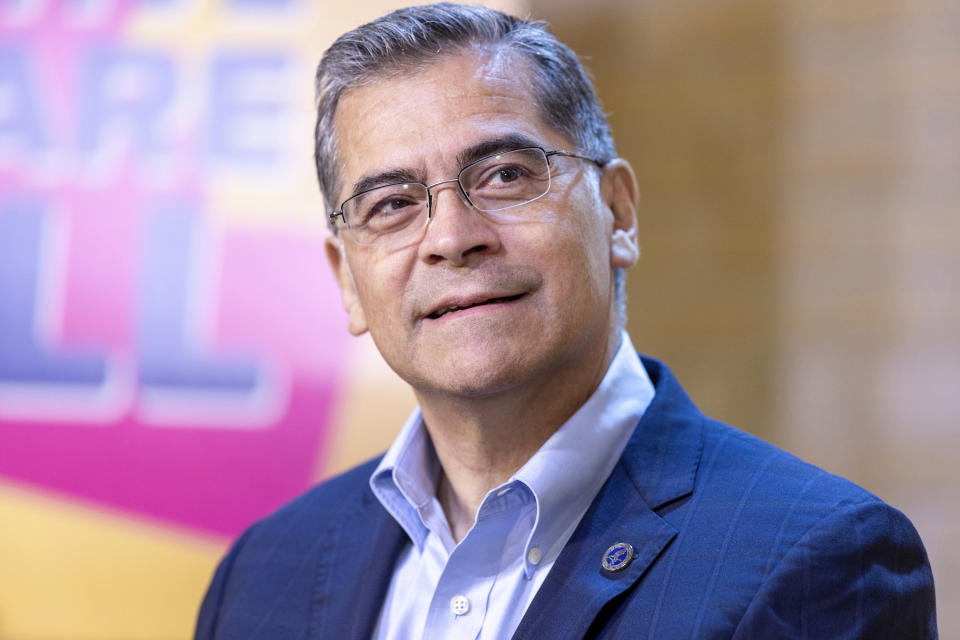 U.S. Health Secretary Xavier Becerra speaks to participants during a conversation with local patients and providers who have been impacted by Idaho's abortion restrictions held at the Linen Building in Boise, Idaho, Wednesday, June 26, 2024. (AP Photo/Kyle Green)