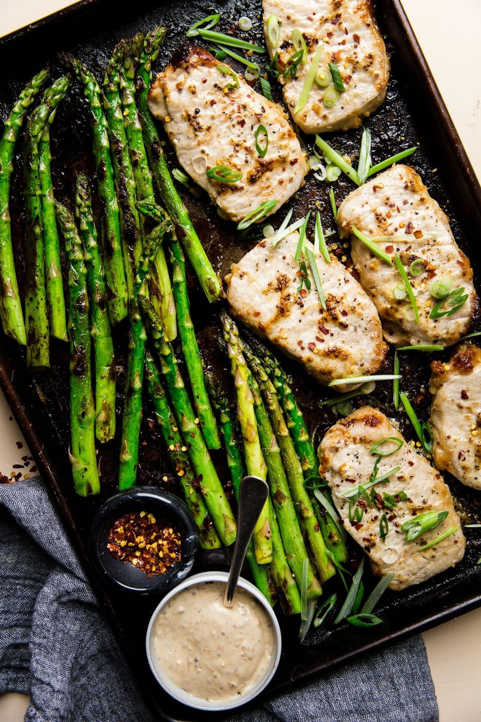 pork chop and asparagus sheet pan dinner