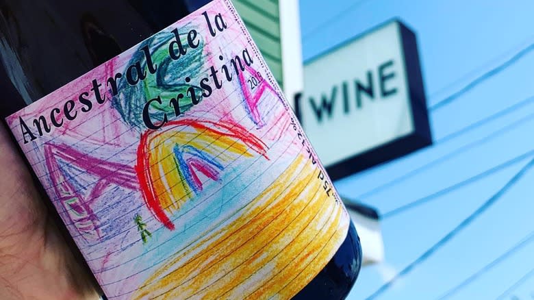 colorful hand drawn wine label