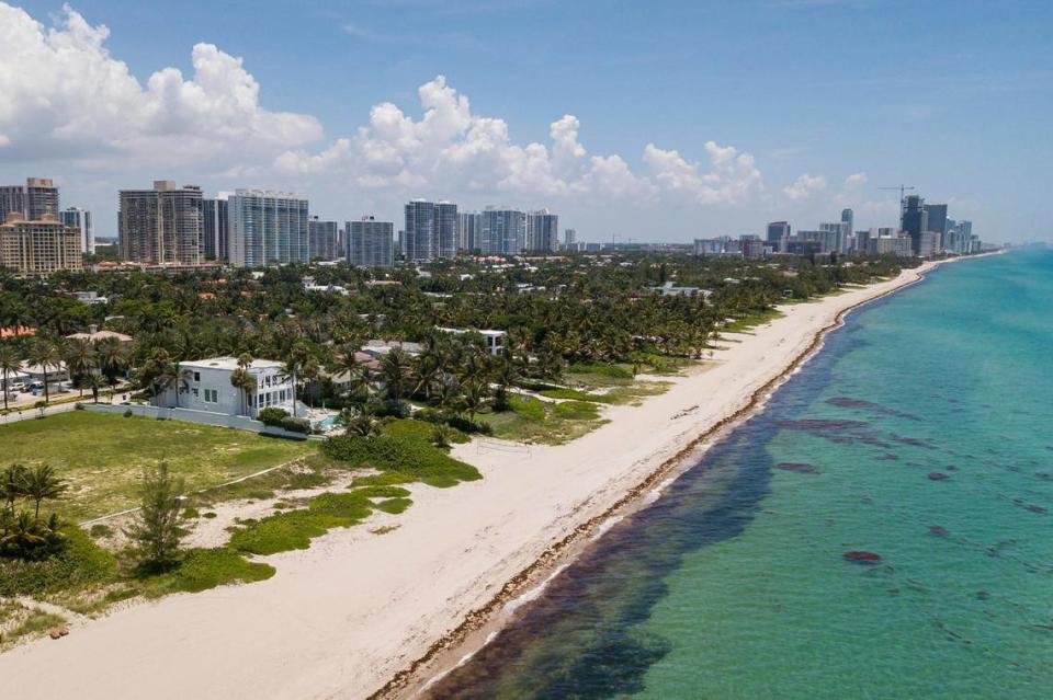 Aerial view of Golden Beach, bordered by Hallandale Beach on the north and Sunny Isles Beach to the south.