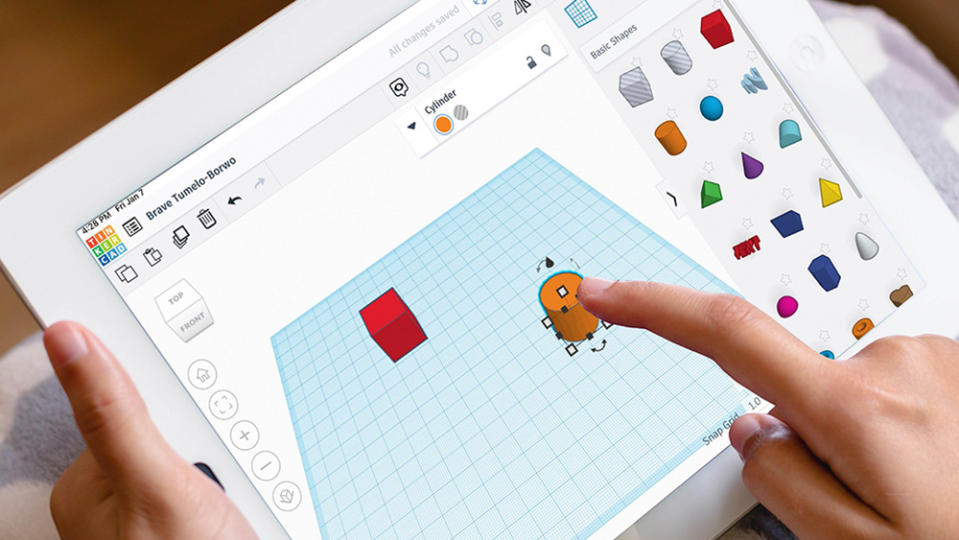 A photograph of someone using Autodesk's Tinkercad, one of the best free 3D apps, on an iPad