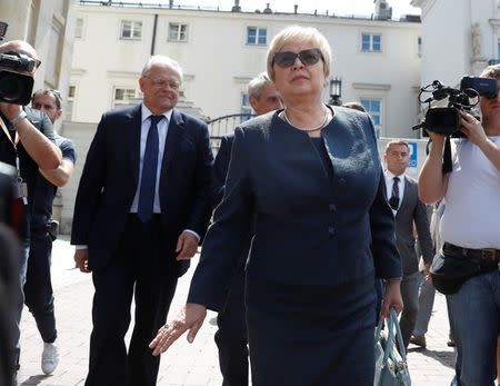 Head of the Poland's Supreme Court Malgorzata Gersdorf leaves Presidential Palace in Warsaw, Poland, July 24, 2017. REUTERS/Kacper Pempel/Files