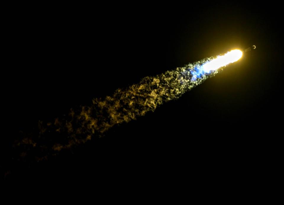 A SpaceX Falcon 9 rocket lifts off from Cape Canaveral Space Force Station Monday, January 9, 2023. The rocket is carrying 40 internet satellites for OneWeb. Craig Bailey/FLORIDA TODAY via USA TODAY NETWORK