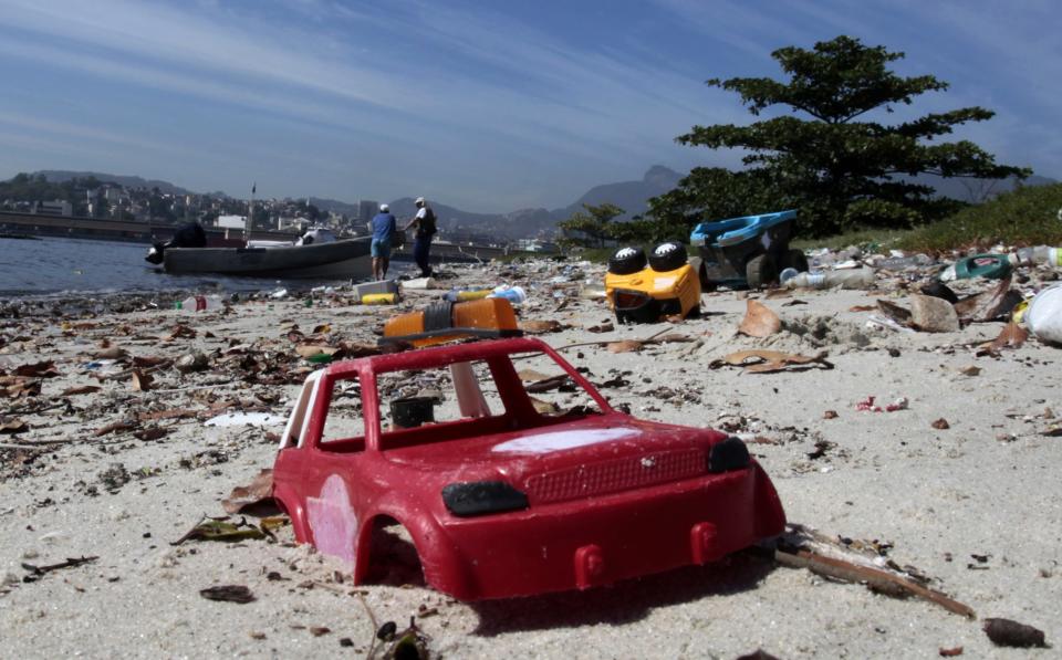 A toy is seen at Pombeba island in the Guanabara Bay in Rio de Janeiro