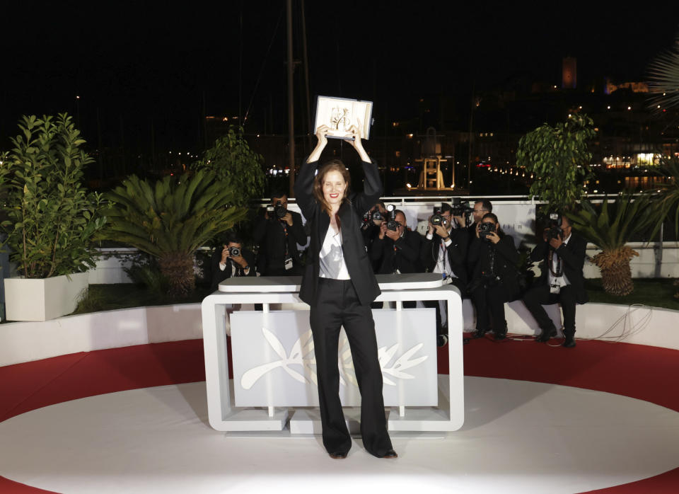 Justine Triet, winner of the Palme d'Or for 'Anatomy of a Fall,' poses for photographers during a photo call following the awards ceremony at the 76th international film festival, Cannes, southern France, Saturday, May 27, 2023. (Photo by Vianney Le Caer/Invision/AP)