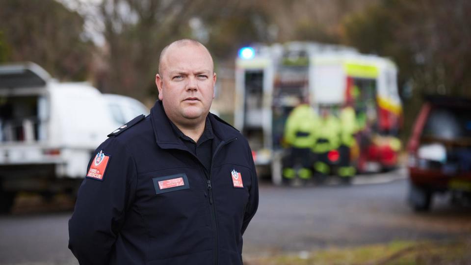 FRNSW Acting Superintendent Dane Philippe at the scene of the fire in Orange. Picture: NCA NewsWire/Graham Schumann