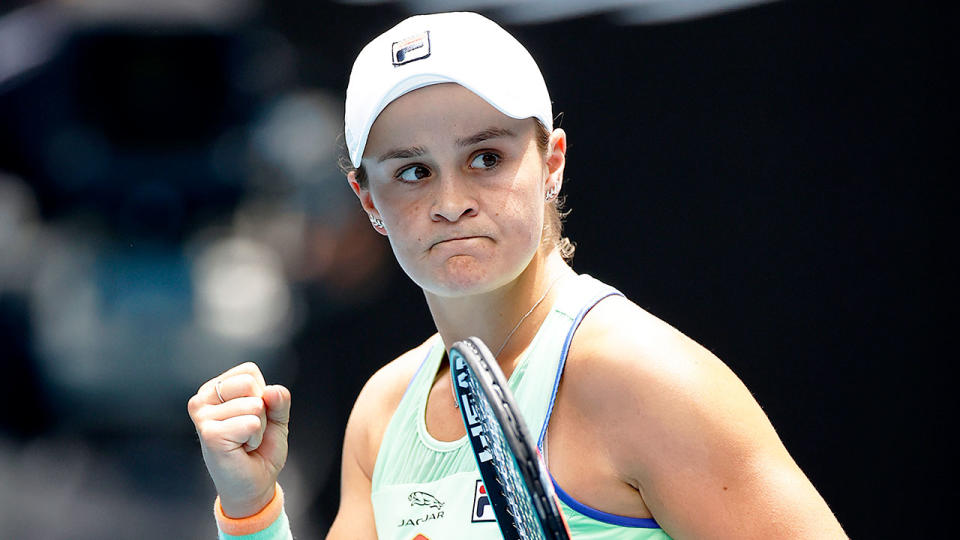 Pictured here, Ash Barty in action at the 2020 Australian Open.