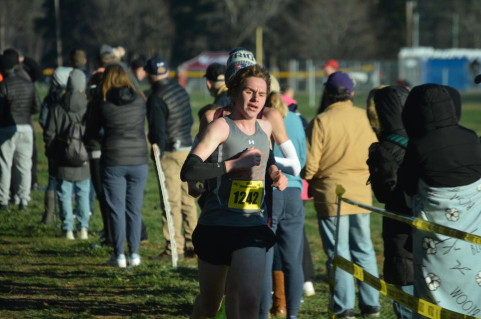 Oliver Ames' Ryan Sarney was fourth overall in the MIAA boys cross country Div. 1 state championship race on Saturday, Nov. 19, 2022, at Fort Devens.