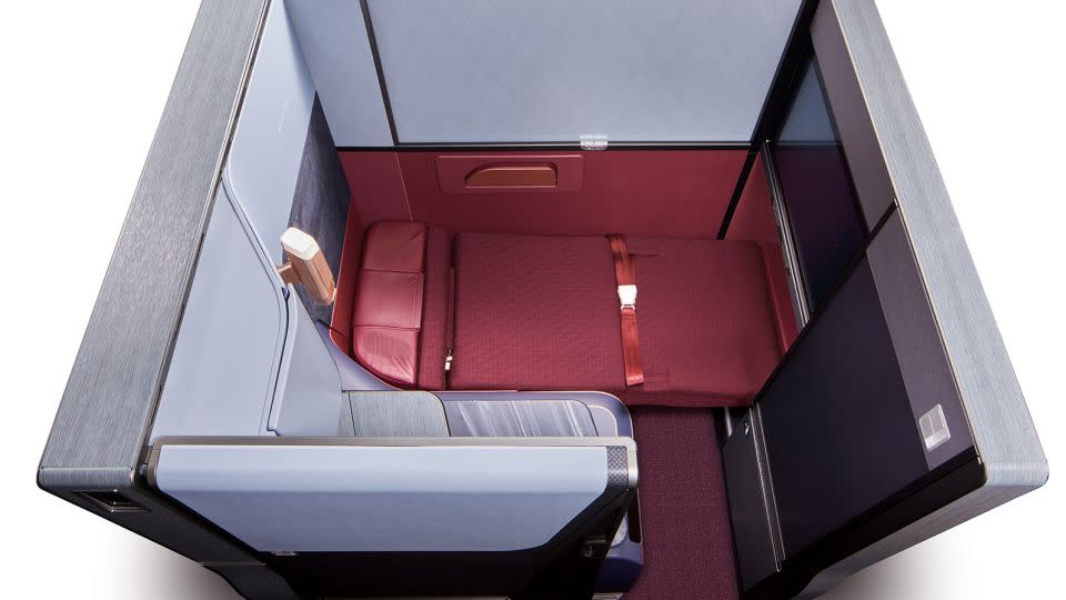 An aerial view of the new business-class seats. - Japan Airlines