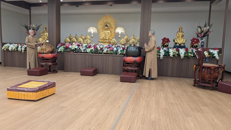 The new building features a large prayer room.