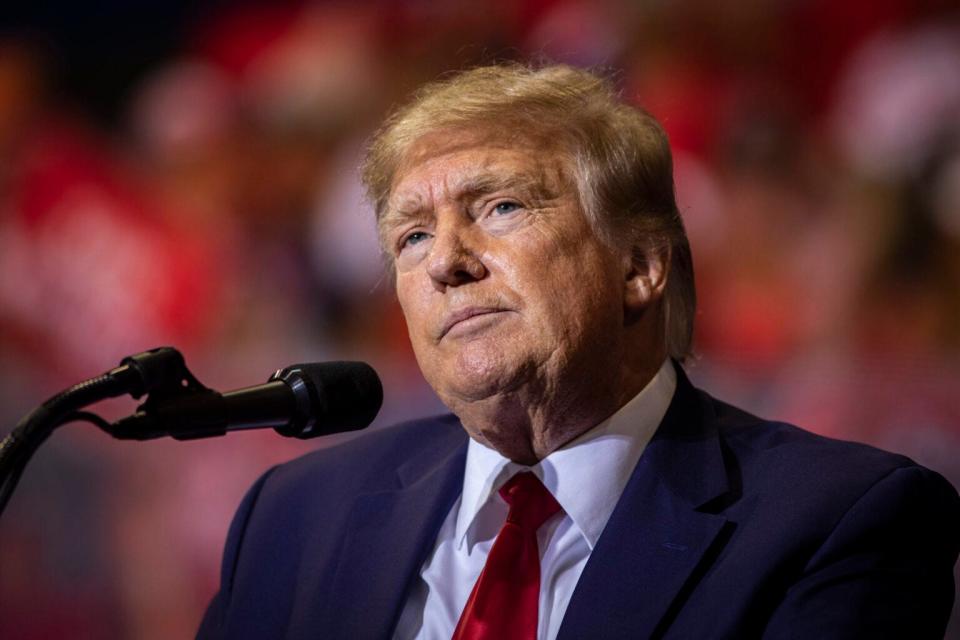 Former President Donald Trump speaks on May 28, 2022, in Casper, Wyoming.