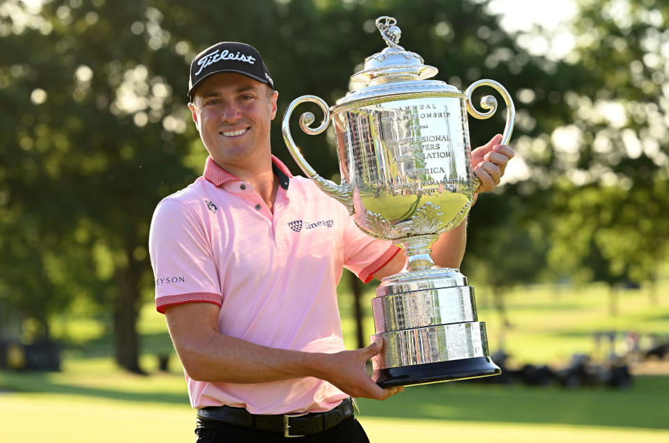 PGA Championship winner Justin Thomas is one of the U.S. Open co-favorites. (Photo by Ross Kinnaird/Getty Images)