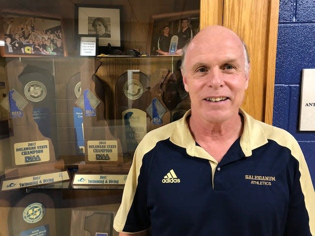 Salesianum swim coach Chip Hannig