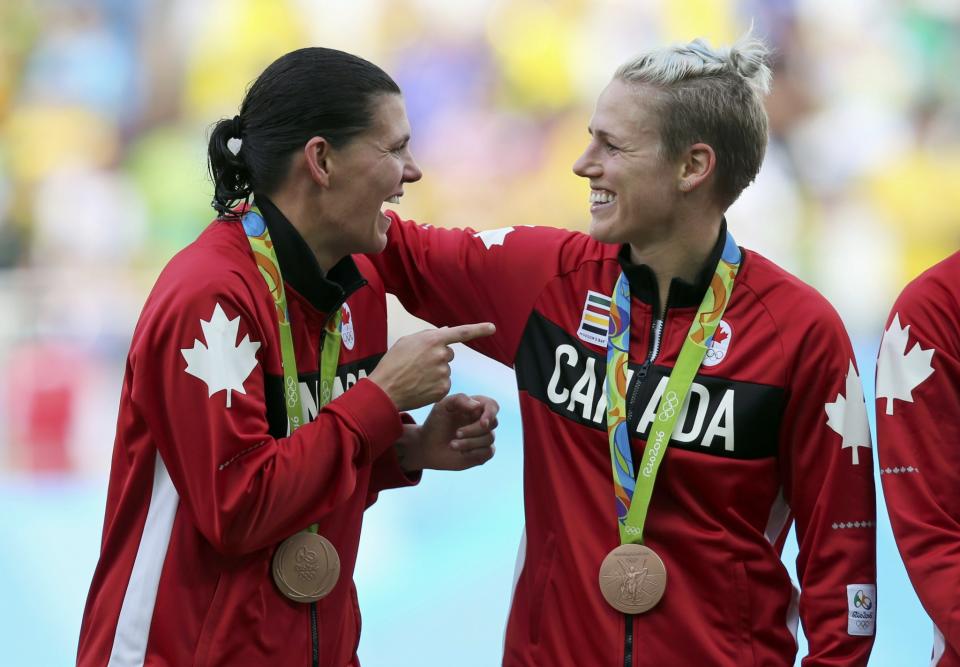 <p>After winning bronze in London, the Canadian women’s national soccer team waited four long years for another shot at Olympic gold. The team fell short of its goal and wound up settling for bronze with a 2-1 win over Brazil. Nevertheless, the Canadian women went into the Olympics ranked No. 10 in the world by FIFA. Their performance in Rio moved them up to No. 4, the team’s highest ranking ever. Click <a rel="nofollow" href="https://ca.news.yahoo.com/canada-sets-lofty-womens-soccer-194431063.html" data-ylk="slk:here;elm:context_link;itc:0;sec:content-canvas;outcm:mb_qualified_link;_E:mb_qualified_link;ct:story;" class="link  yahoo-link">here</a> to read more. </p>