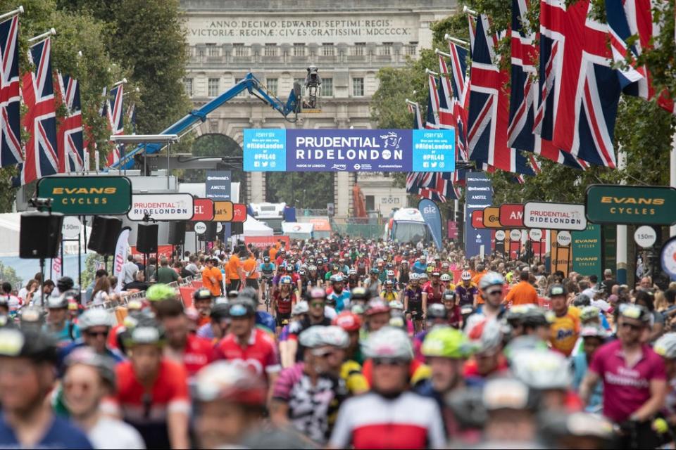 Riders in The Mall during the RideLondon  festival in 2019  (Jon Super for Prudential RideLondon)