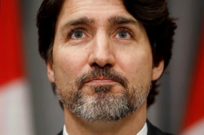 FILE PHOTO: Canada's Prime Minister Justin Trudeau pauses during a news conference on Parliament Hill in Ottawa