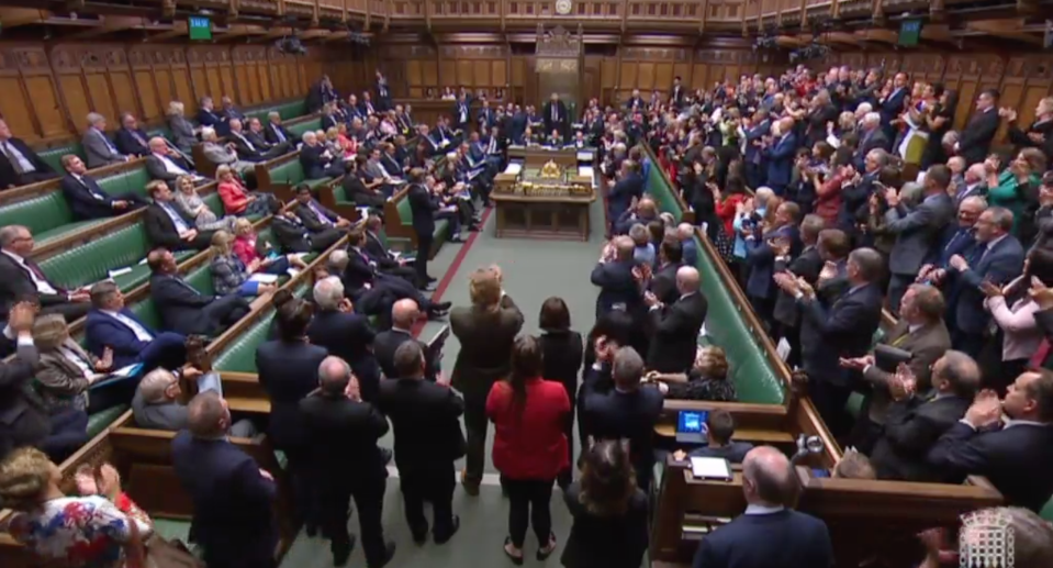 Political divide: Labour MPs applaud Bercow, while most Tory counterparts refuse to stand or clap the outgoing Speaker. (PA)