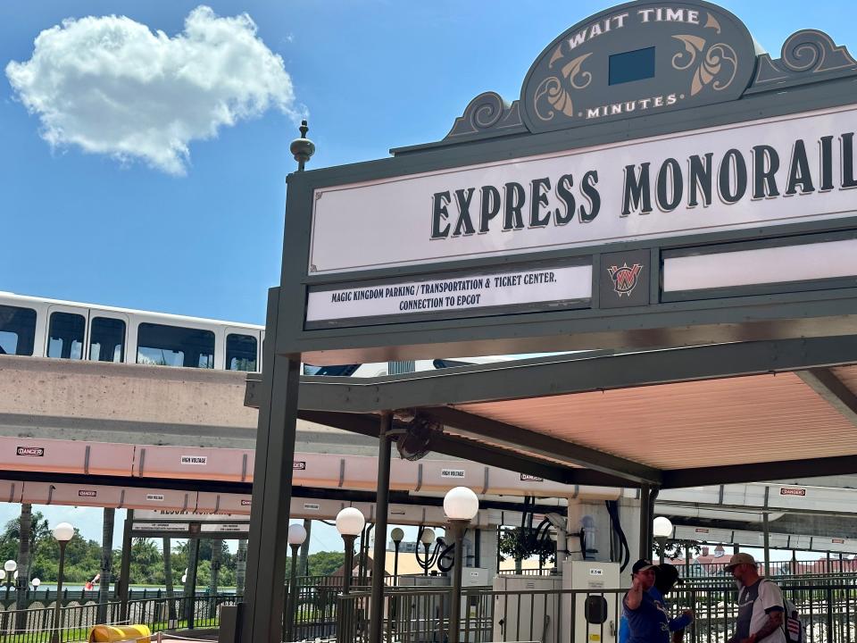 sign for the express monorail from magic kingdom to epcot at disney world
