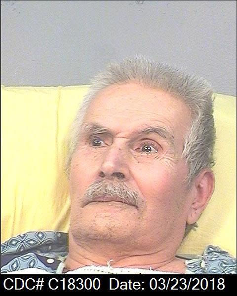 This March 23, 2018, photo released by California Department Of Corrections And Rehabilitation, shows condemned inmate Rodney James Alcala. Rodney James Alcala was 77. He died July 24, 2021, of natural causes at a hospital in San Joaquin Valley, Calif., prison officials said in a statement. Alcala was sentenced to death in 2010 for five slayings in California between 1977 and 1979, including that of a 12-year-old girl, though authorities estimate he may have killed up to 130 people across the country. (California Department of Corrections and Rehabilitation via AP)