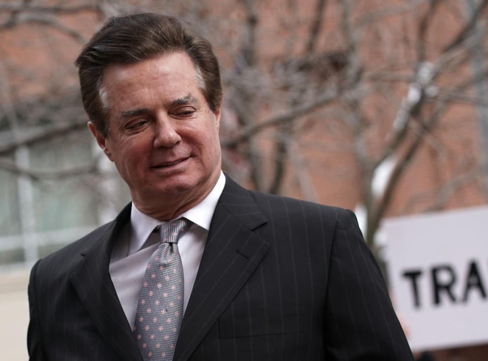 Former Trump campaign manager Paul Manafort arrives at the Albert V. Bryan U.S. Courthouse for an arraignment hearing in March 2018 in Alexandria, Va. (Photo: Alex Wong/Getty Images)