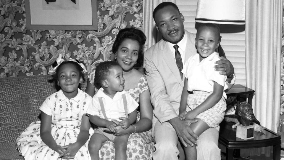 American Baptist minister and activist Martin Luther King Jr. (1929 - 1968) poses for a family portrait with his wife, daughter and two sons at their home in Atlanta, Georgia, July 1962. / Credit: TPLP/Getty Images