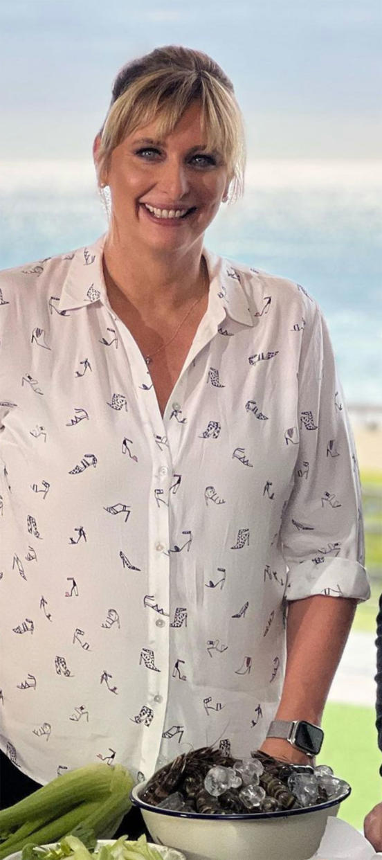 Johanna Griggs in a white shirt