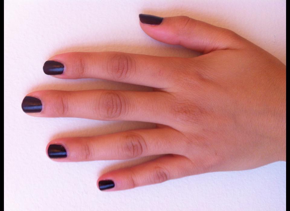 "This week I decided to stop forcing myself into bright, cheery summer colors and go back to my signature dark nails. This is Black Sakura Creme by Rococo Nail Apparel, a reddish almost-black hue that matches everything. Ellie Krupnick, HuffPost Style Associate Editor