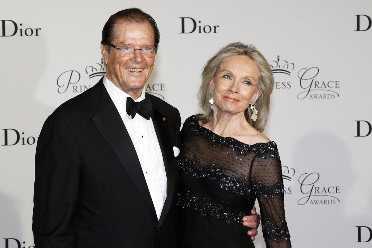 Remembered: Sir Roger Moore with his wife Kristina Tholstrup: AFP/Getty Images