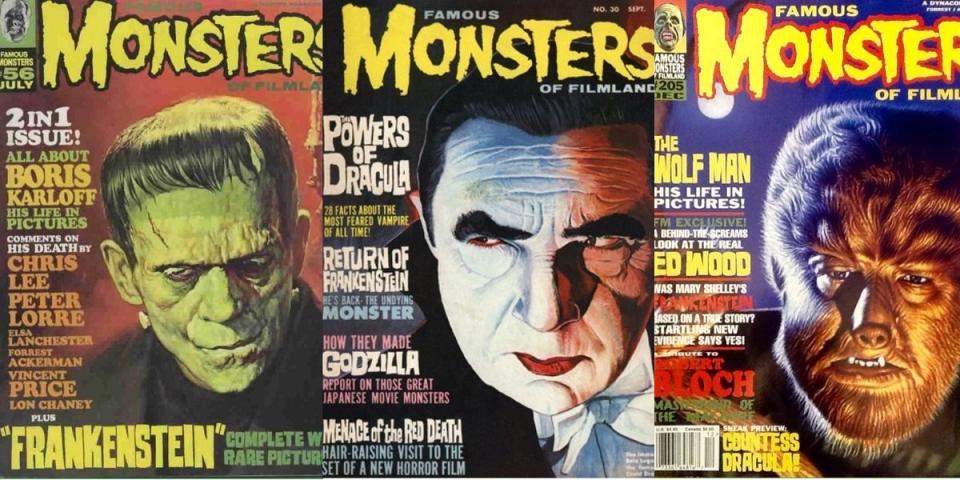 Various covers for the magazine Famous Monsters of Filmland. 
