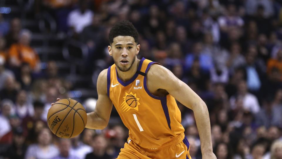 鳳凰城太陽後衛Devin Booker。（AP Photo/Ross D. Franklin）