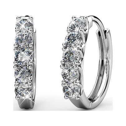 A pair of 18k white gold-plated hoop earrings studded with Swarovski crystals (87% off list price)