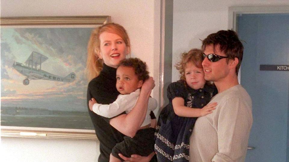 Nicole Kidman, Tom Cruise with their children Connor and Isabella. Photo by Patrick Riviere/Getty images.