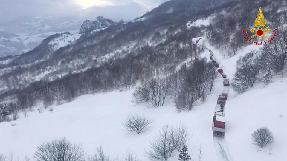 Deadly snow avalanche hits hotel in earthquake-stricken central Italy