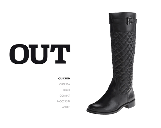 Out: Quilted boots.