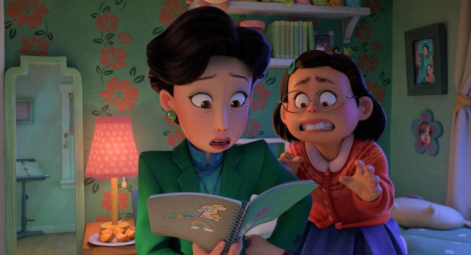 MOTHER, PLEASE! -- Disney and Pixar’s all-new original feature film “Turning Red” introduces 13-year-old Mei Lee and her mother, Ming. They’ve always been close, so when Mei begins showing interest in typical teenager things—like boys, for example—Ming is a little (or a lot) tempted to overreact. Featuring Rosalie Chiang as the voice of Mei Lee, and Sandra Oh as the voice of Ming, “Turning Red” will debut exclusively on Disney+ (where Disney+ is available) on March 11, 2022. © 2022 Disney/Pixar. All Rights Reserved.