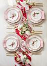 <p>A candy cane-inspired display makes for the sweetest setup. </p><p><strong>To make: </strong>Start with the place cards. Bend 7-inch-long pieces of 18-gauge gold wire into a candy cane shape. Attach lengths of rosemary with fishing wire. Cut card stock to size and use a red brush-tip pen to stain edges, then write names with a gold pen. Punch a hole in one corner, thread thin red ribbon through hole, and tie around "candy cane." To make the ribbon runner, secure differing widths of red, white, and pink grosgrain ribbon on the diagonal to a burlap runner with strips of thin fusible webbing. </p><p><a class="link " href="https://www.amazon.com/Beadsmith-Elements-18-Gauge-Lacquered-Tarnish-Resistant/dp/B086XKKTRP/ref=sr_1_3?tag=syn-yahoo-20&ascsubtag=%5Bartid%7C10050.g.644%5Bsrc%7Cyahoo-us" rel="nofollow noopener" target="_blank" data-ylk="slk:Shop Now;elm:context_link;itc:0;sec:content-canvas">Shop Now</a></p>